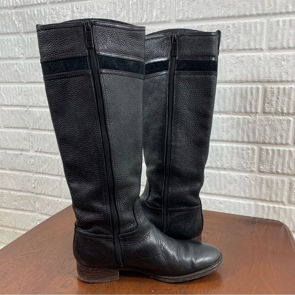 Tory Burch Alaina Leather Riding Boot Suede Trim 8.5 - Picture 3 of 13